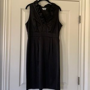 Ruffled neck line little black dress